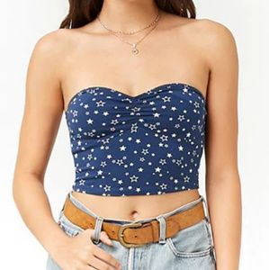 Forever 21 blue star printed tube top